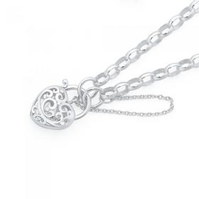 Silver-Multi-CZ-Scroll-Padlock-Bracelet on sale