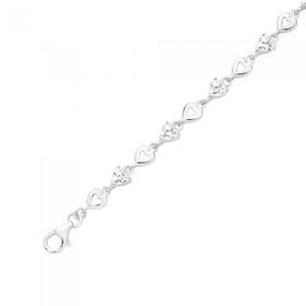 Silver-CZ-Heart-Bracelet on sale