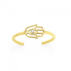 9ct-Gold-CZ-Hamsa-Hand-Toe-Ring on sale