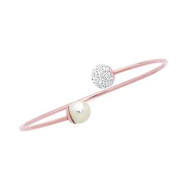 Rose-Steel-Glass-Pearl-Crystal-Bangle on sale