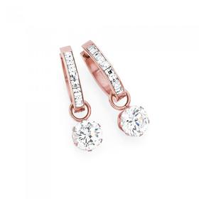 Rose-Gold-Plated-Stainless-Steel-Hoop-with-Crystal-Drop-Earrings on sale