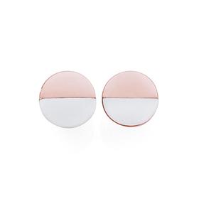 Steel-Rose-Plate-White-Agate-Luna-Earrings on sale