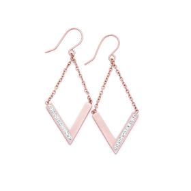 Rose-Steel-V-Shape-Crystal-Chain-Drop-Earrings on sale