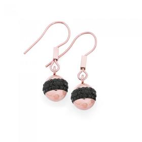 Rose-Steel-Black-Crystal-Ball-Drop-Earrings on sale