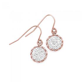 Rose-Plate-Steel-Round-Crystal-Twist-Edge-Earrings on sale