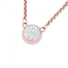 Rose-Steel-Round-Crystal-Necklet on sale