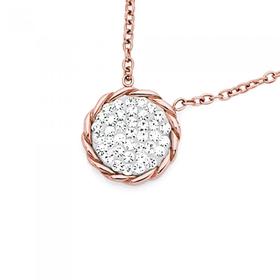 Rose-Plate-Steel-Round-Crystal-Twist-Edge-Pendant on sale