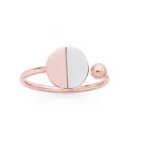 Steel-Rose-Plate-White-Agate-Luna-Ring on sale