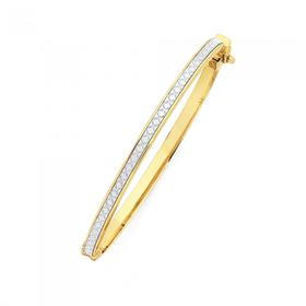9ct+Gold+on+Silver+60mm+Stardust+Glitter+Bangle