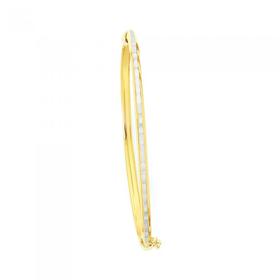 9ct-Two-Tone-Gold-on-Silver-60mm-Oval-Hinged-Bangle on sale