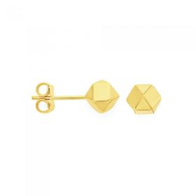 9ct+Gold+on+Silver+7mm+Prism+Stud+Earrings