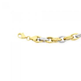 9ct-Two-Tone-Gold-on-Silver-195cm-Double-Oval-Belcher-Bracelet on sale