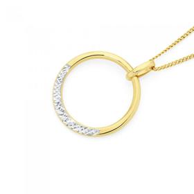 9ct+Two+Tone+Gold+on+Silver+Open+Ring+Pendant