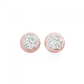 9ct-Rose-Gold-on-Silver-Crystal-Round-Stud-Earrings on sale