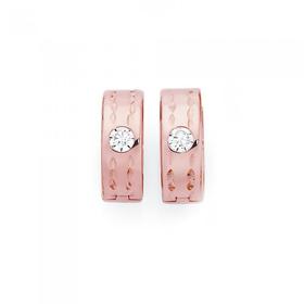 9ct-Rose-Gold-on-Silver-Cubic-Zirconia-Huggie-Earrings on sale