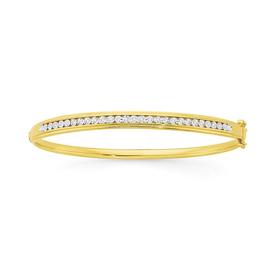 9ct+Gold+Diamond+Bangle