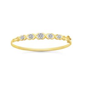 9ct+Gold+Diamond+Hugs+%26amp%3B+Kisses+Bangle