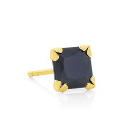 9ct-Gold-Princess-Cut-Black-CZ-Single-Stud-Earring-5mm on sale