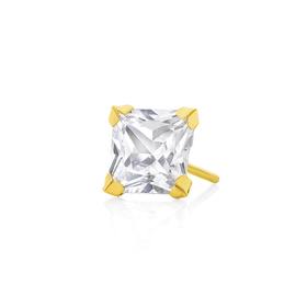 9ct-Gold-Square-Cubic-Zirconia-Single-Stud-Earring on sale