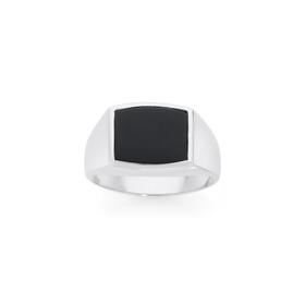 Silver-Black-Onyx-Signet-Gents-Ring on sale