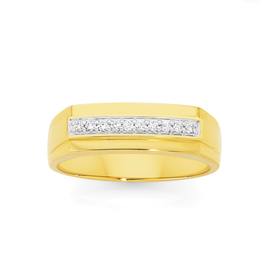 9ct-Gold-Diamond-Centre-Row-Gents-Ring on sale