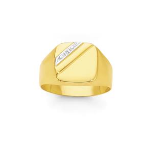 9ct-Gold-Square-Diamond-Corner-Signet-Ring on sale