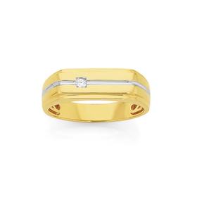 9ct-Gold-Two-Tone-Diamond-Gents-Dress-Ring on sale