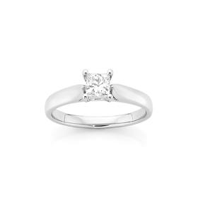 18ct+White+Gold+Diamond+Solitaire+Engagement+Ring