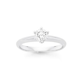 18ct+White+Gold+Diamond+Solitaire+Ring