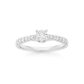 9ct-White-Gold-Diamond-Solitaire-Shoulder-Ring on sale