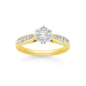 9ct+Gold+Diamond+Cluster+Ring