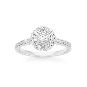 9ct-White-Gold-Diamond-Cluster-Halo-Ring on sale