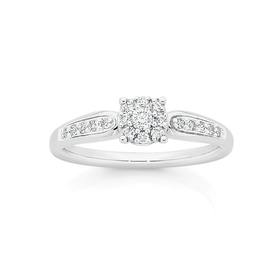 9ct-White-Gold-Diamond-Cluster-Ring on sale