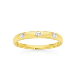 9ct+Gold+Diamond+Three+Stone+Band