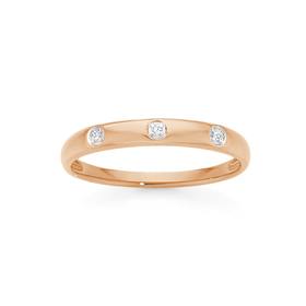 9ct+Rose+Gold+Diamond+Three+Stone+Band