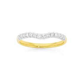 18ct+Gold+Diamond+Curved+Band