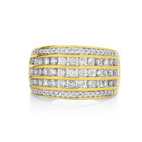 9ct+Gold+Diamond+5+Row+Band