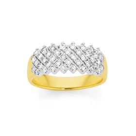 9ct+Gold+Diamond+Wide+Band