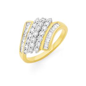 9ct+Gold+Diamond+Fancy+Cluster+Dress+Ring