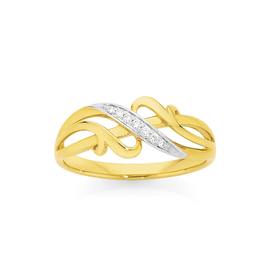 9ct+Gold+Diamond+Swirl+Crossover+Ring