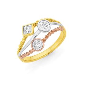 9ct+Gold+Tri+Tone+Fancy+Dress+Ring