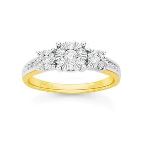 9ct+Gold+Diamond+Trilogy+Ring