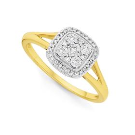 9ct-Gold-Diamond-Cushion-Shape-Dress-Ring on sale