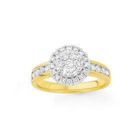 9ct+Gold+Diamond+Cluster+Dress+Ring