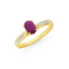 9ct-Gold-Ruby-Diamond-Pixie-Ring on sale