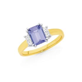 9ct-Gold-Tanzanite-Diamond-Ring on sale