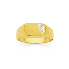 9ct-Gold-Two-Tone-Diamond-Set-Gents-Signet-Ring on sale