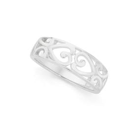 Silver-Heart-Scroll-Filigree-Ring on sale