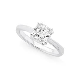 Silver-7mm-Cushion-CZ-Solitiaire-Ring-Size-O on sale