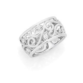 Silver+CZ+Filigree+Scroll+Ring